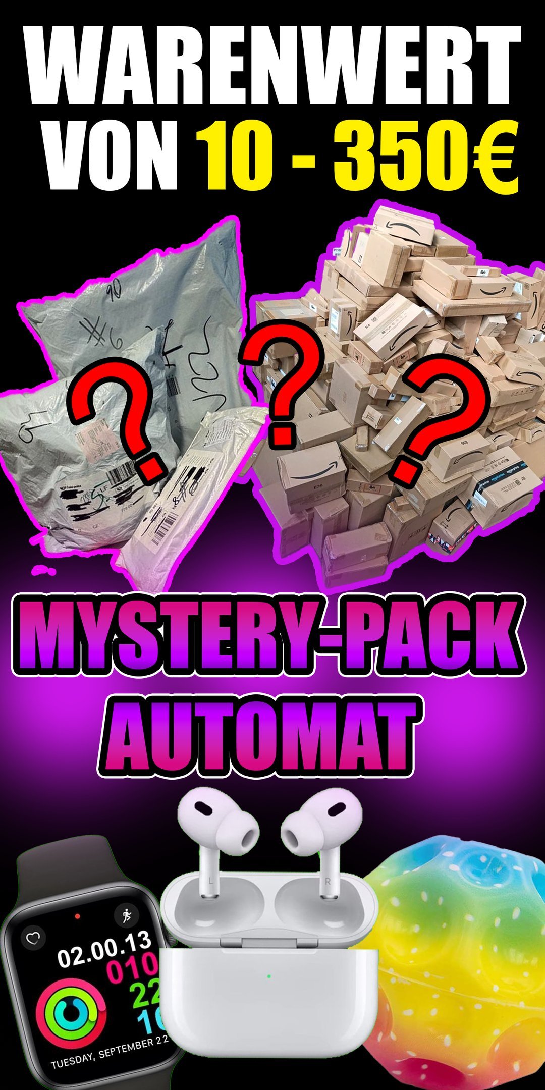 Mystery-Pack-Automat – Warenwert von 10 bis 350 €
